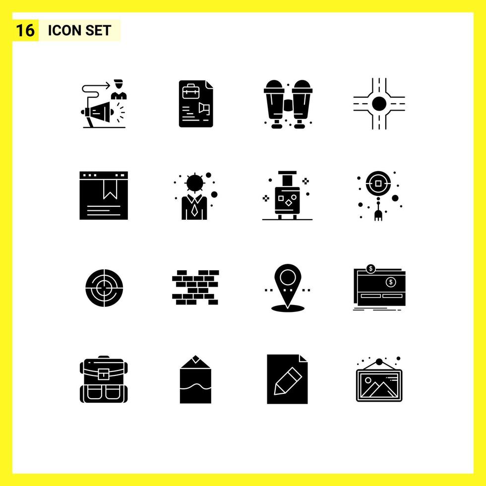 modern uppsättning av 16 fast glyfer och symboler sådan som utveckling hemsida väska sida skiljeväg redigerbar vektor design element