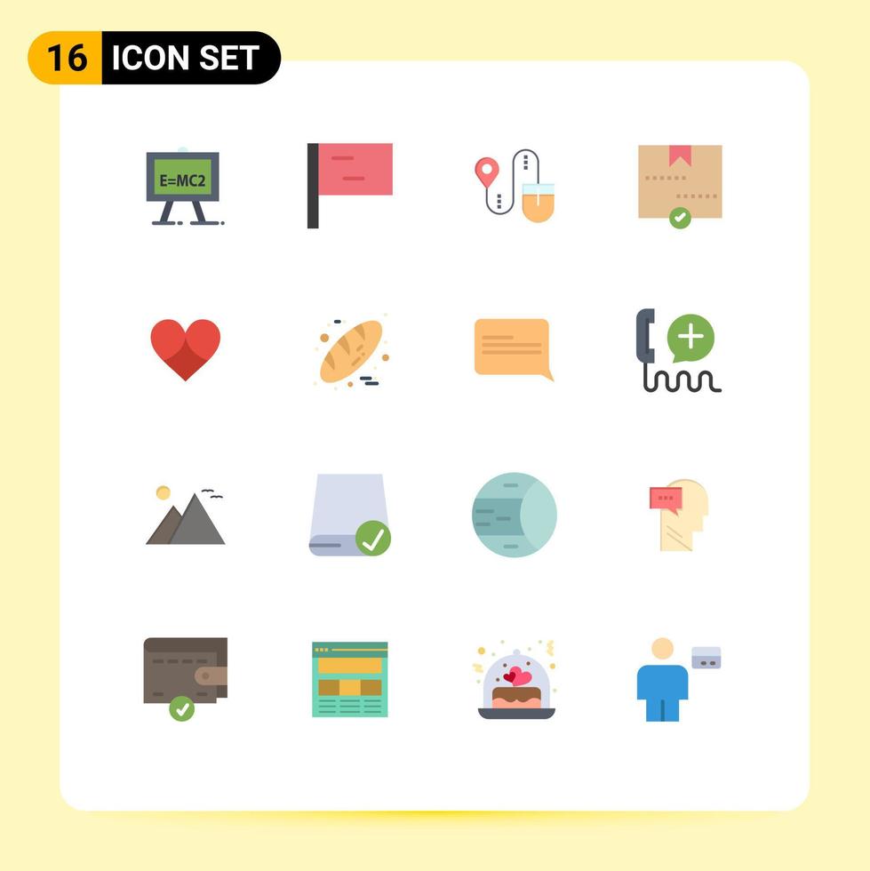 uppsättning av 16 modern ui ikoner symboler tecken för kärlek gåva Sök paket leverans redigerbar packa av kreativ vektor design element