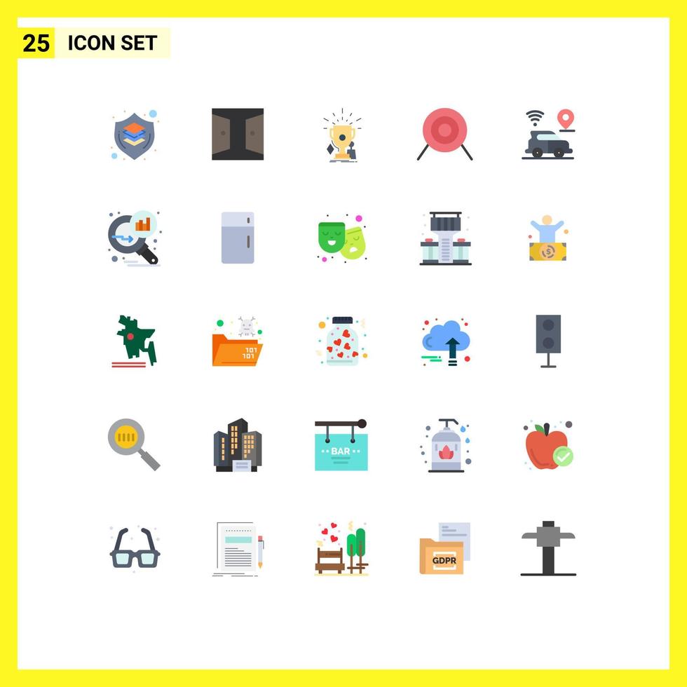 universell ikon symboler grupp av 25 modern platt färger av mål bågskytte Hem vinnare sport redigerbar vektor design element