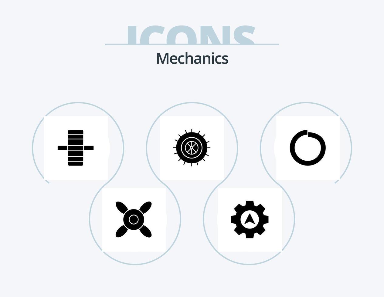 Mechanik-Glyphen-Icon-Pack 5 Icon-Design. . besetzt. . Feder vektor