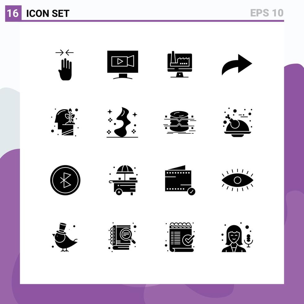 modern uppsättning av 16 fast glyfer pictograph av tillväxt investering dator mänsklig pil redigerbar vektor design element