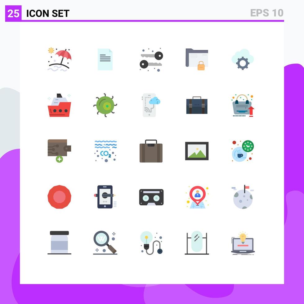 redigerbar vektor linje packa av 25 enkel platt färger av datoranvändning moln nycklar säkra Lösenord redigerbar vektor design element