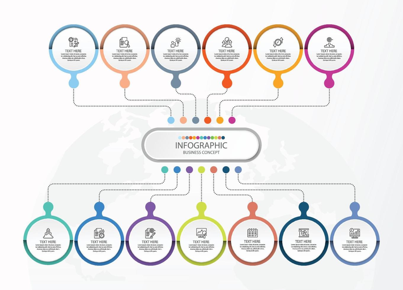 Infografik mit 13 Schritten, Prozess oder Optionen. vektor