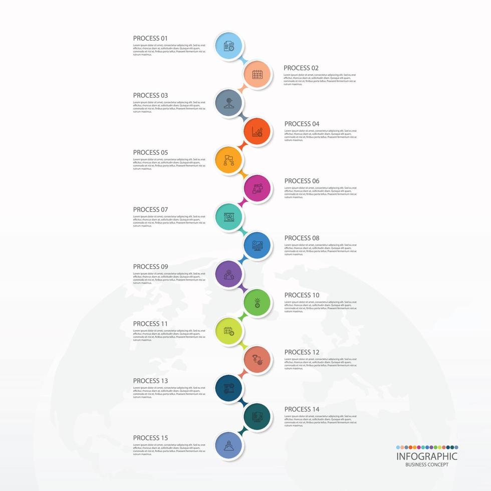 infographic med 15 steg, bearbeta eller alternativ. vektor