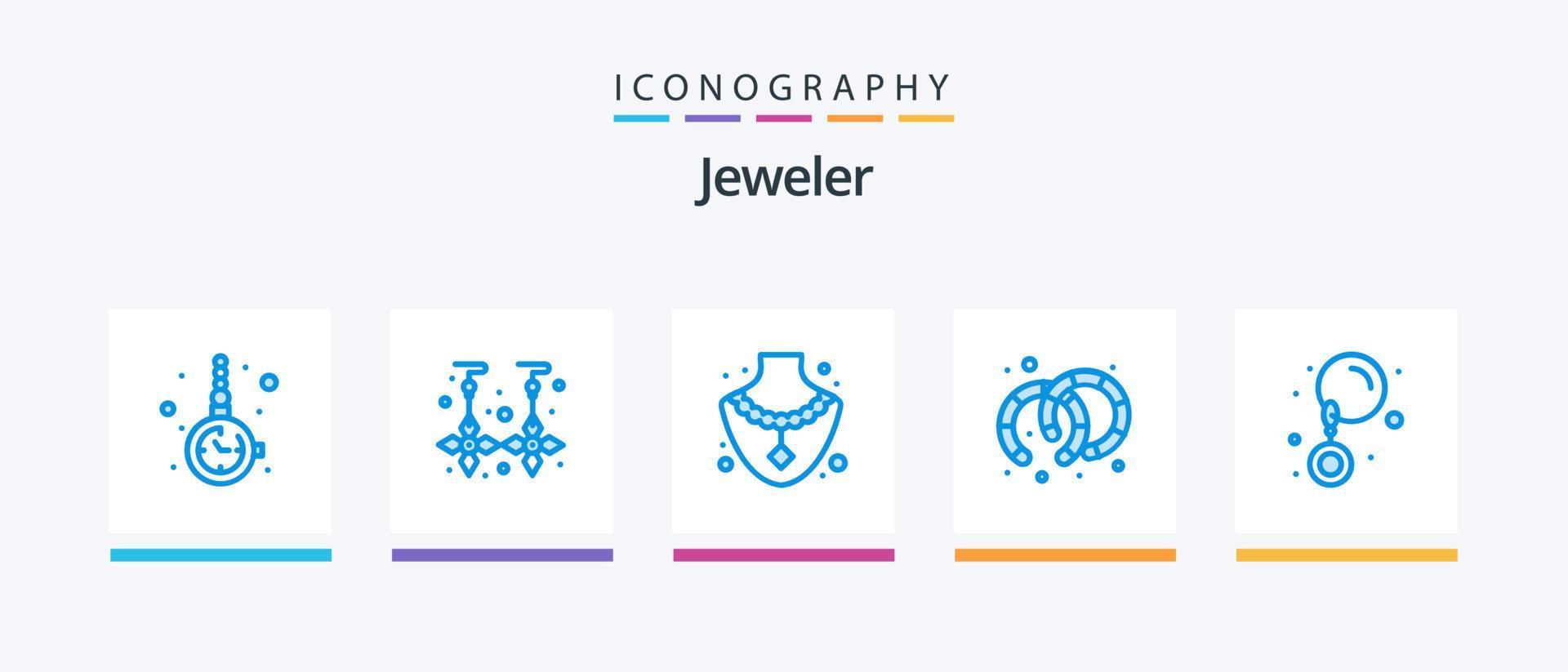 smycke blå 5 ikon packa Inklusive Smycken. släppa. guld. Smycken. örhängen. kreativ ikoner design vektor