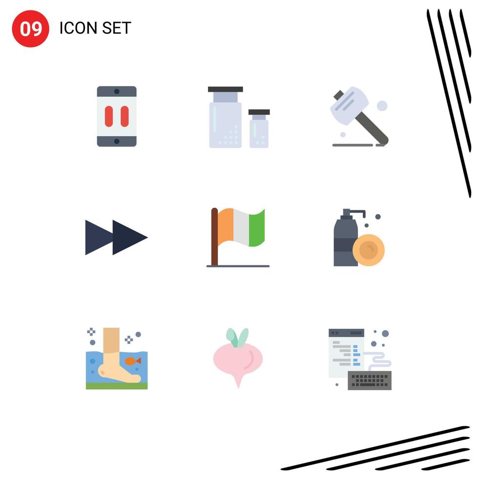 modern uppsättning av 9 platt färger och symboler sådan som irländsk flagga utveckling Nästa verktyg redigerbar vektor design element
