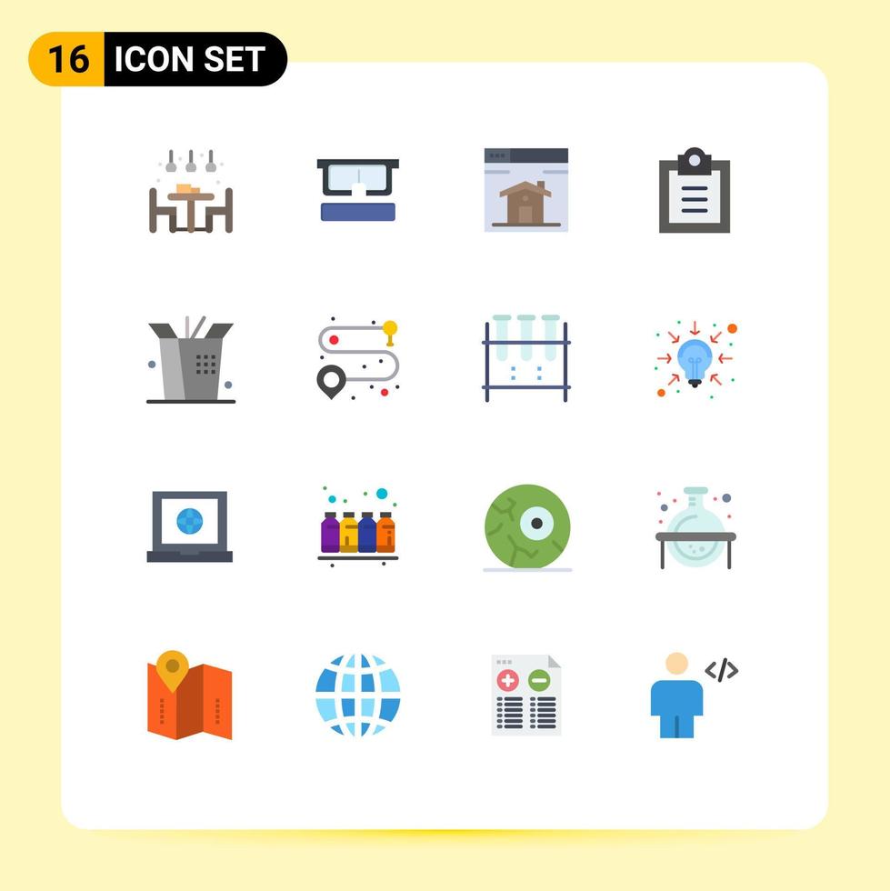 modern uppsättning av 16 platt färger pictograph av punkt mat webb att göra checklista redigerbar packa av kreativ vektor design element
