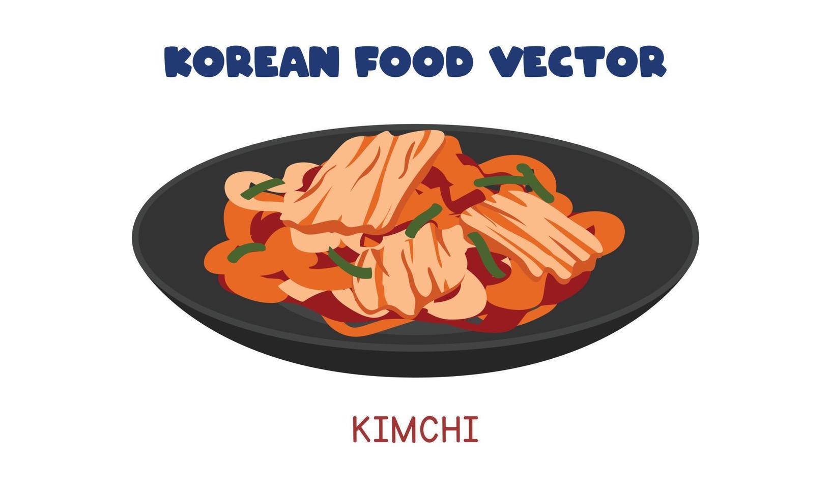 koreanisches kimchi - würzig eingelegtes kohlgemüse flache vektordesignillustration, clipart-karikaturart. asiatisches Essen. koreanische Küche. Koreanisches Essen vektor