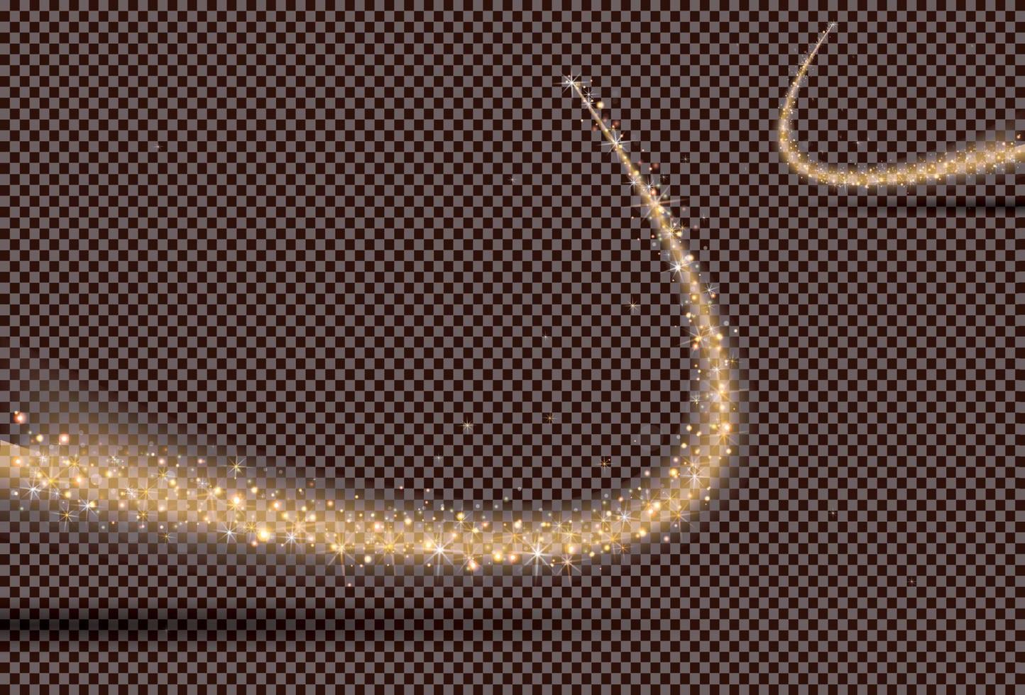 guld glitter spår på transparent bakgrund. vektor
