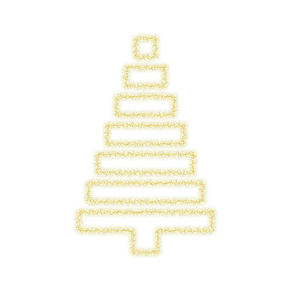 weihnachtsgoldener baumschmuck aus goldglitzernden funkeln auf weißem transparentem hintergrund. glitzernder glanzbaum des vektors für weihnachts- oder neujahrsdesignschablone vektor