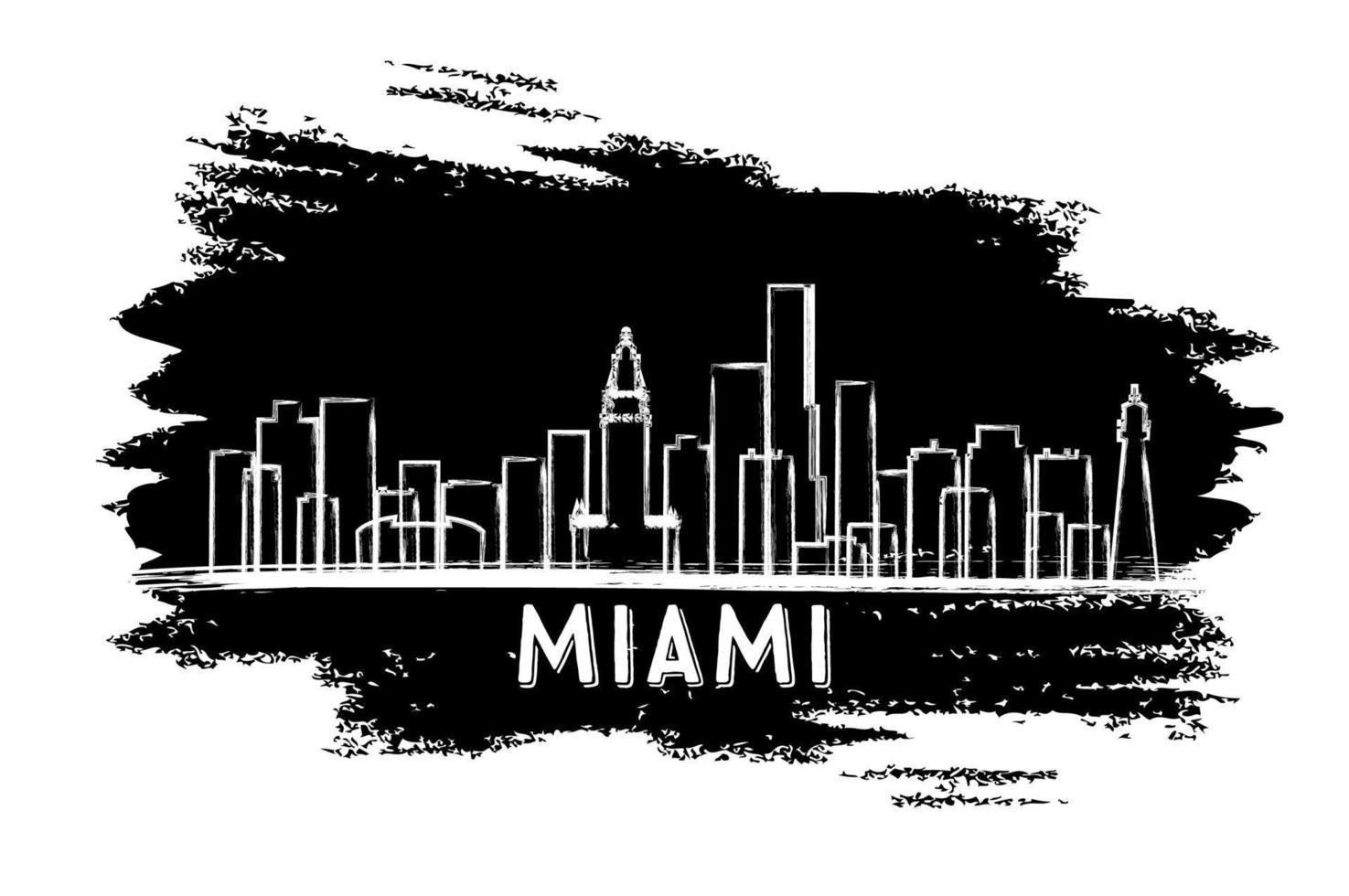 Skyline-Silhouette von Miami. handgezeichnete Skizze. vektor
