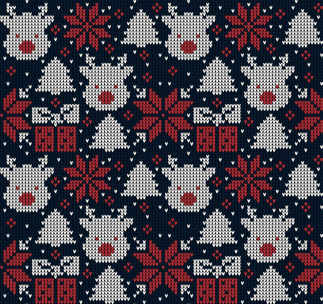 gestricktes weihnachts- und neujahrsmuster. Wollstrickpullover-Design. Tapete Packpapier Textildruck. Folge 10 vektor