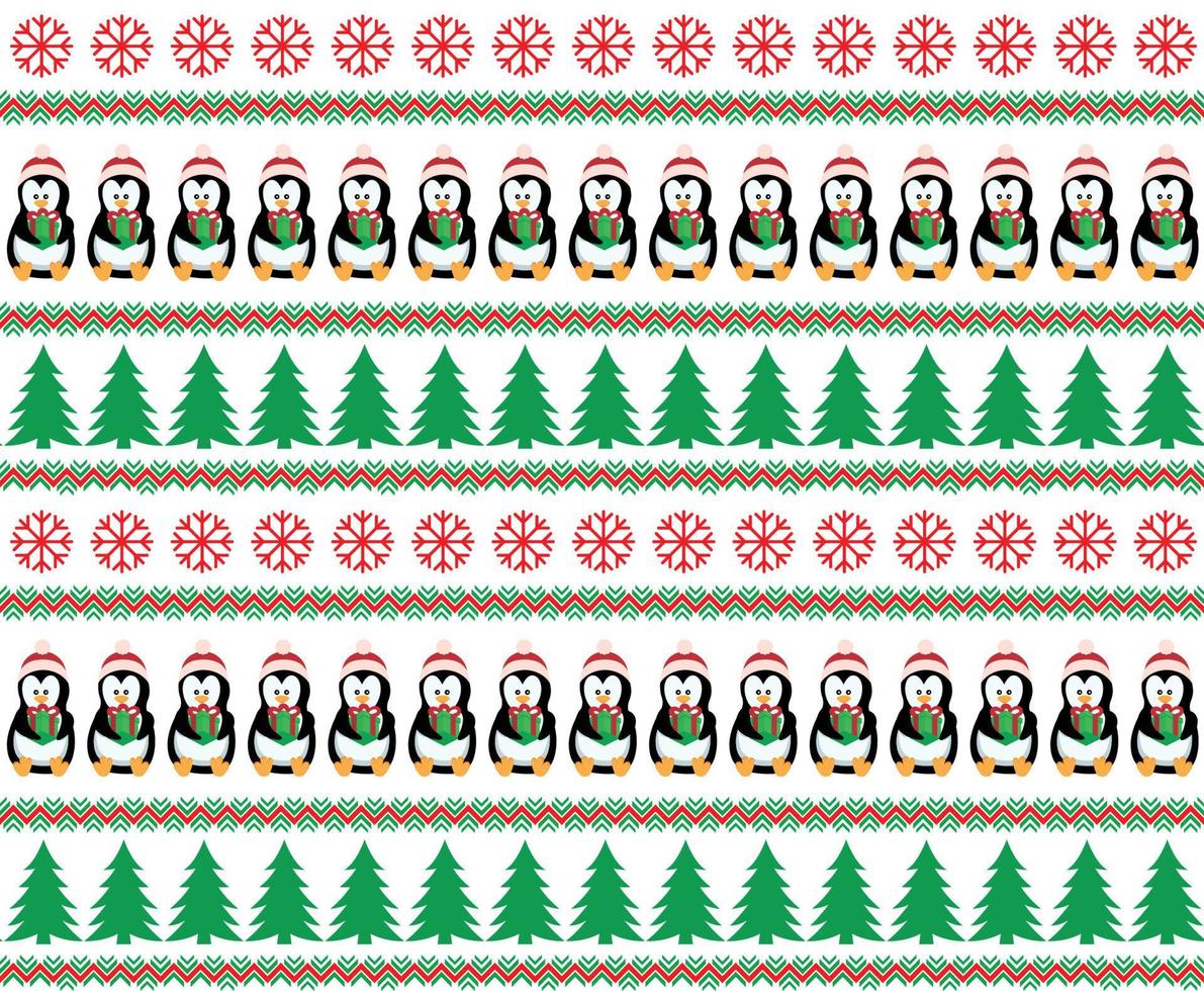 Frohe Weihnachten Musterdesign mit Pinguinen, im Vektor. vektor