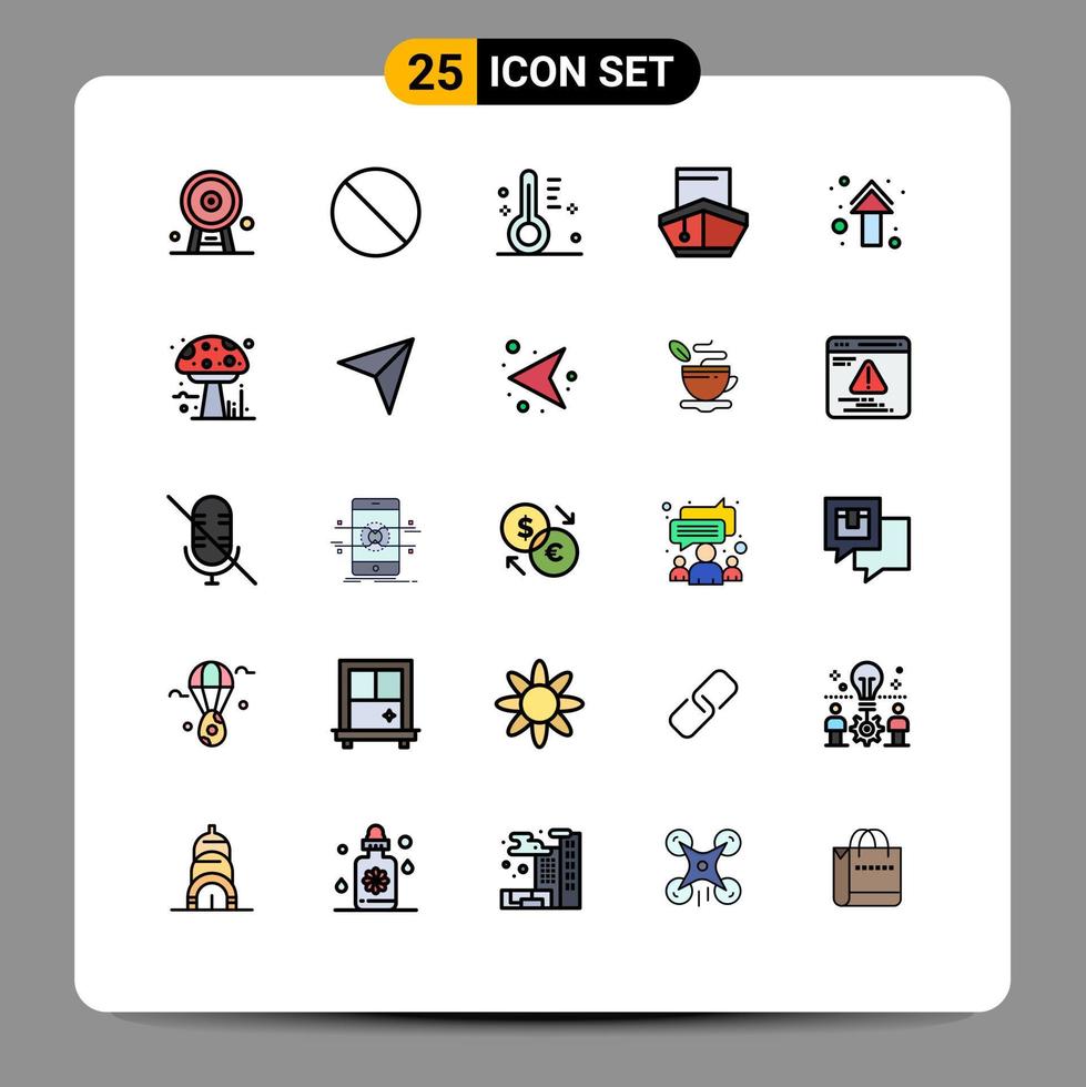 uppsättning av 25 modern ui ikoner symboler tecken för pil transport molnig transport frakt redigerbar vektor design element