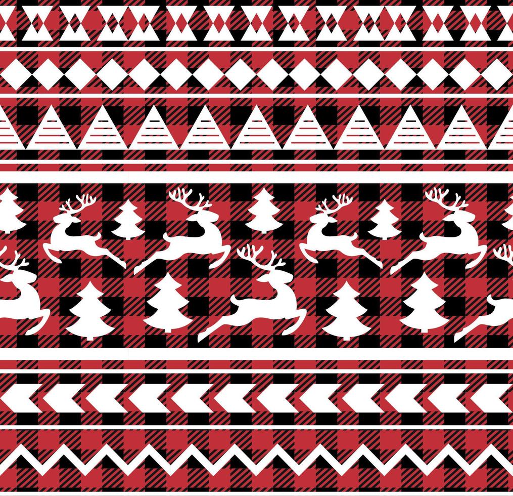 Buffalo Plaid Christmas Jingle Bells auf dem Hintergrund der Musikseite. festliches nahtloses muster. Vektor-Illustration. vektor