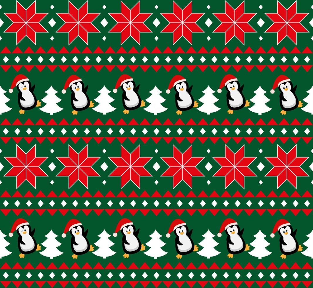 glad jul sömlös mönster med pingviner, in vektor. vektor