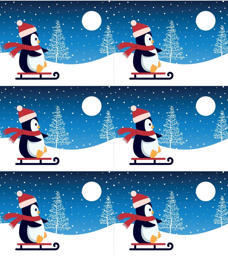 niedlicher pinguin im nahtlosen muster des weihnachts- und neujahrswinters. vektor
