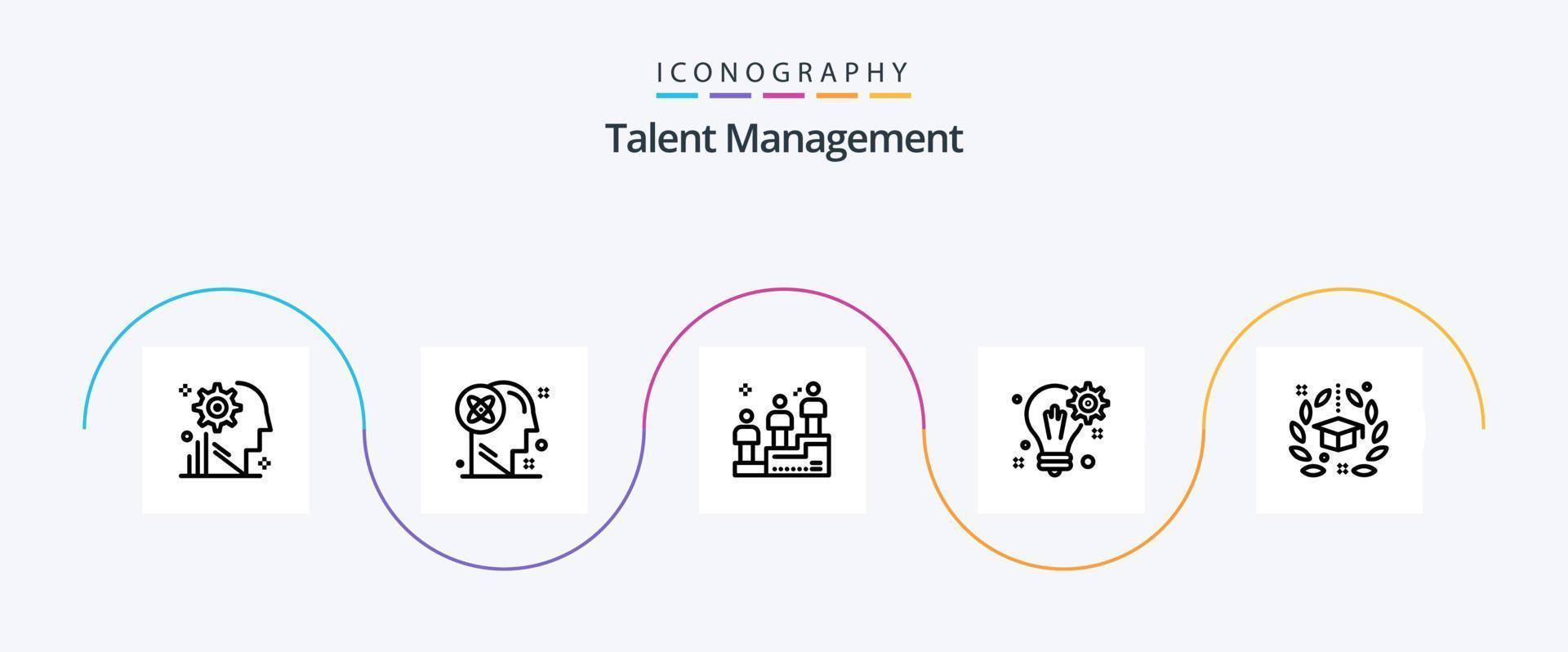 talang förvaltning linje 5 ikon packa Inklusive redskap. aning. lösning. Glödlampa. vinna vektor