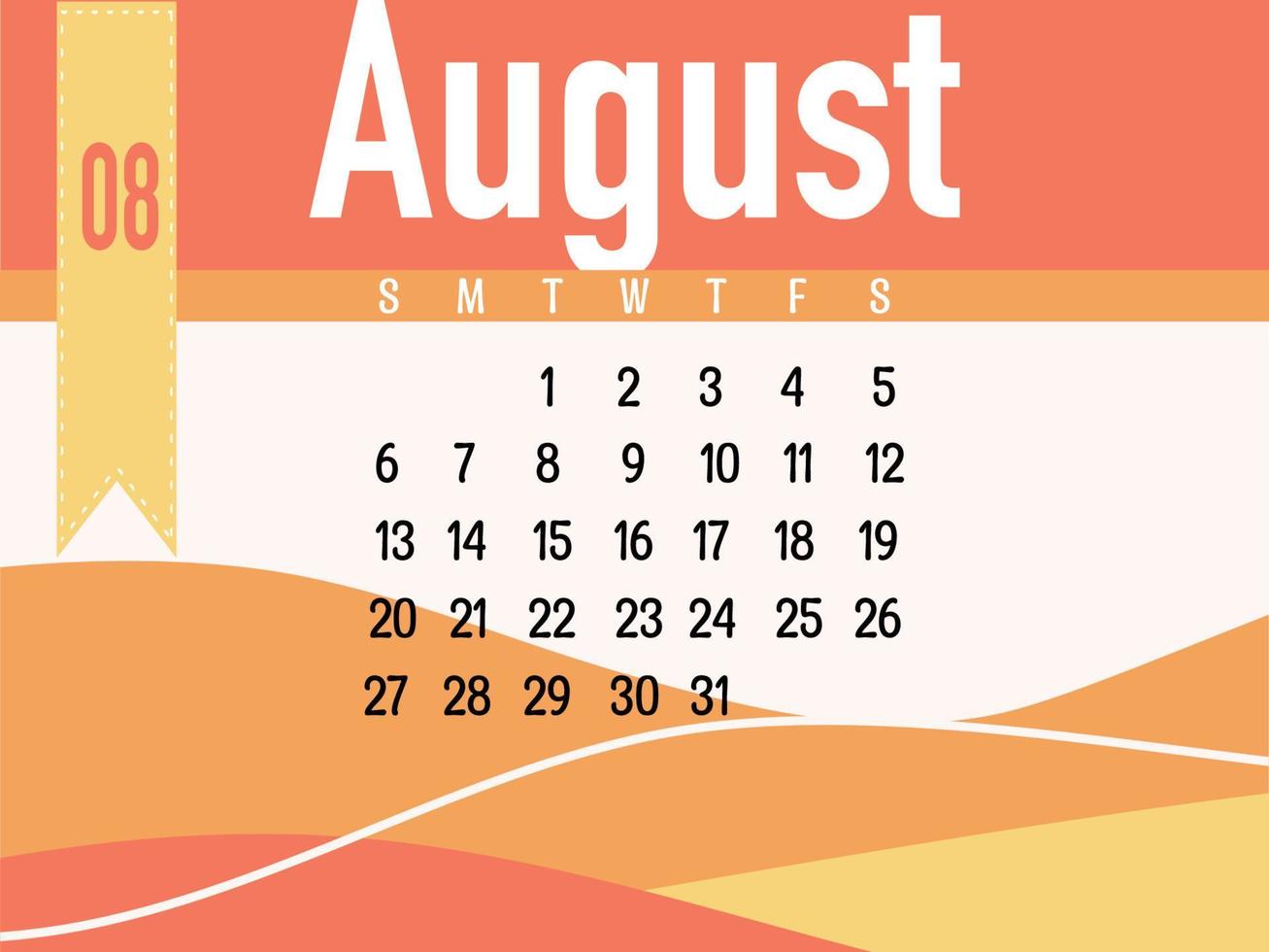 augusti kalender vektor