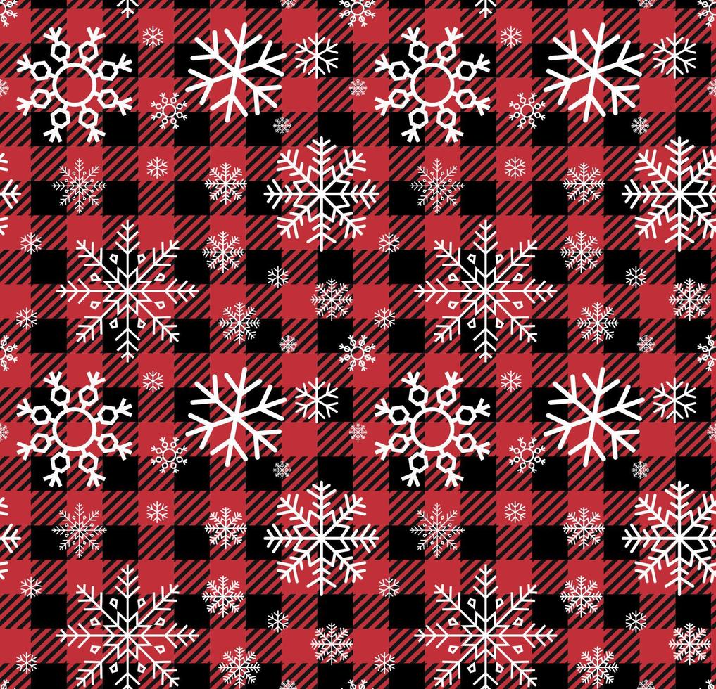 Buffalo Plaid Christmas Jingle Bells auf dem Hintergrund der Musikseite. festliches nahtloses muster. Vektor-Illustration. vektor