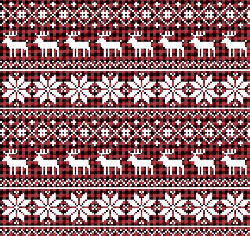jul och ny år mönster på buffel pläd. festlig bakgrund för design och skriva ut vektor