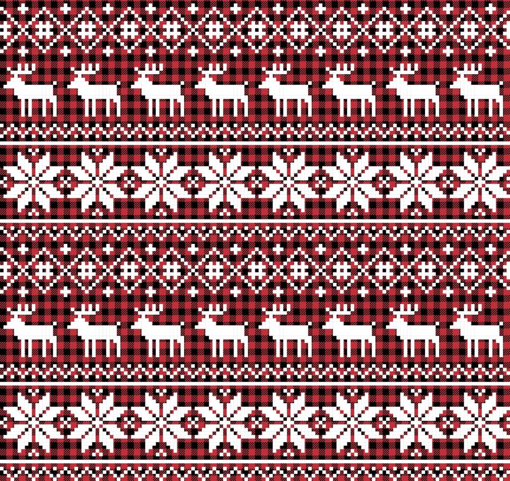 weihnachts- und neujahrsmuster bei buffalo plaid. festlicher hintergrund für design und druck vektor