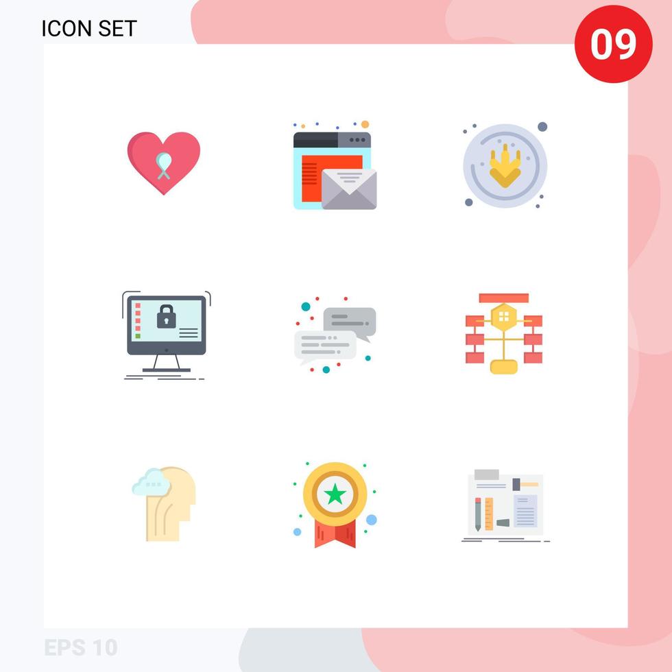 uppsättning av 9 kommersiell platt färger packa för chatt data allergener systemet skydd redigerbar vektor design element