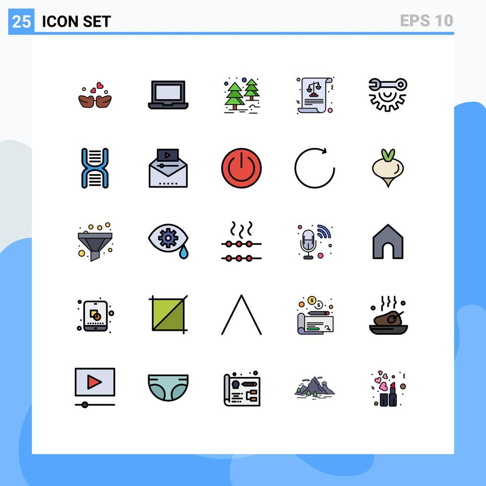 grupp av 25 fylld linje platt färger tecken och symboler för reparera garage verktyg djungel rycka hjul rättvisa redigerbar vektor design element