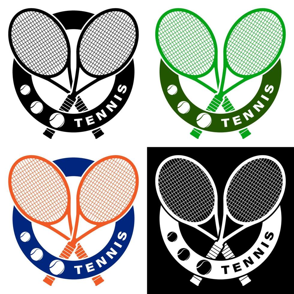 satz von tennisschläger- und ballsymbolen für sportdesign. Tennisausrüstung. aktiver Lebensstil. Vektor