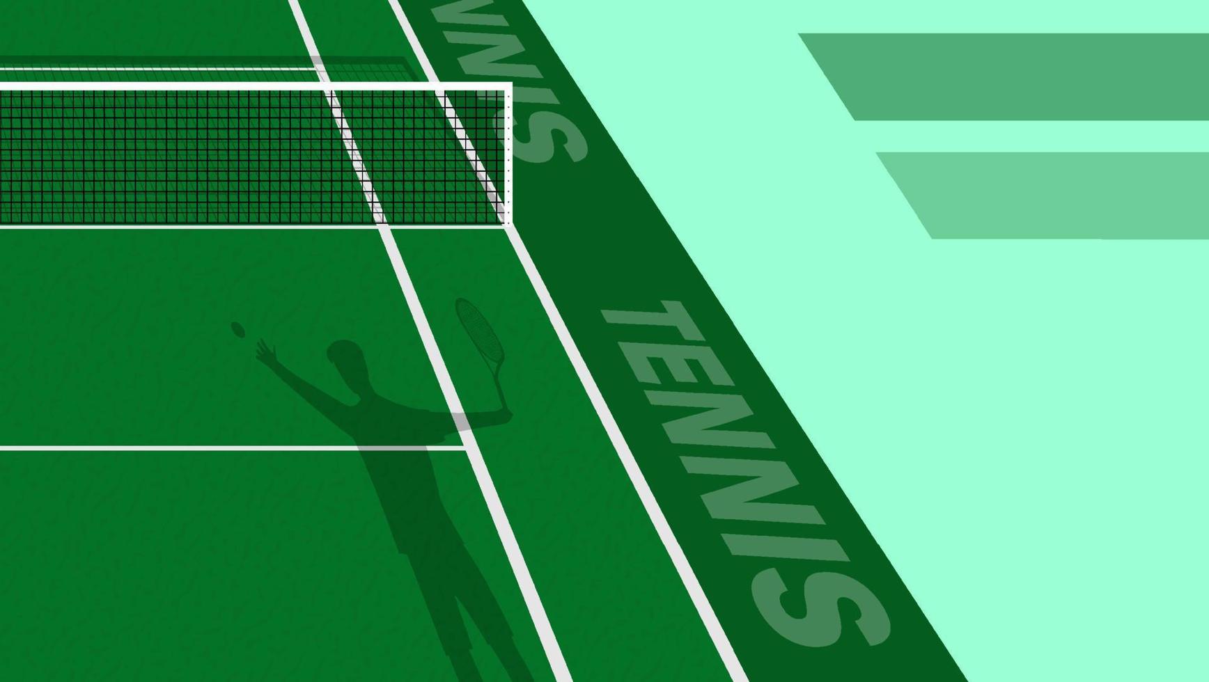 tennisspieler warf ball, um auf grünem platz zu dienen. Tennisplatz im Freien. Sportplatz für aktive Erholung. Vektor