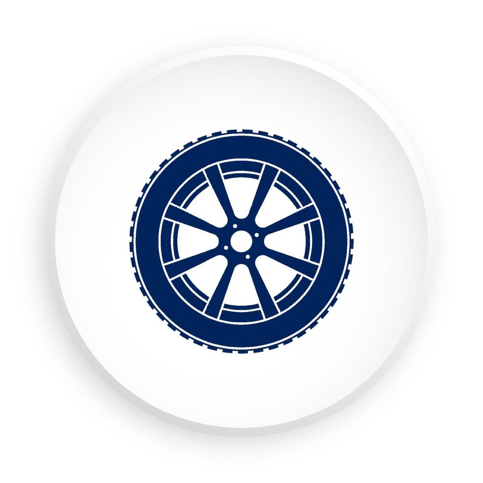 Rad mit Reifen und Wintergummiprofil im Neomorphismus-Stil auf weißem Hintergrund. Winterreifen für Auto. Fahren auf glatter Straße. Fahrsicherheit. Vektor