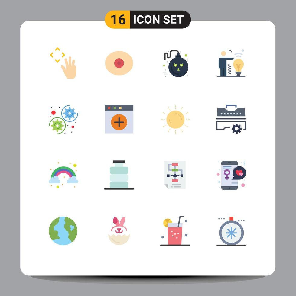 16 thematische flache Vektorfarben und editierbare Symbole von App-Optionen Halloween Gear Man editierbares Paket kreativer Vektordesign-Elemente vektor