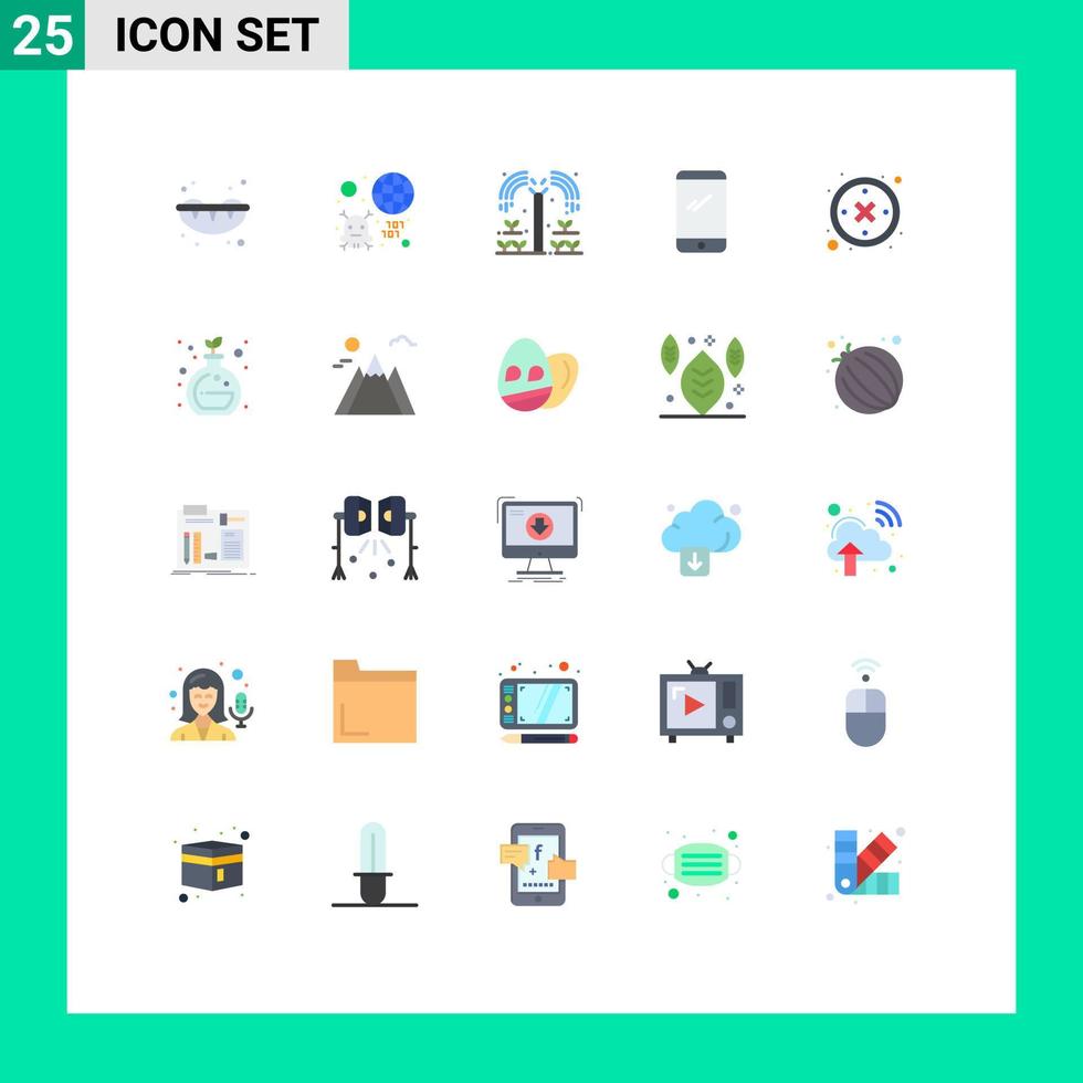 universelle Symbolsymbole Gruppe von 25 modernen flachen Farben von bearbeitbaren Vektordesignelementen für Android-Landwirtschaftshandys vektor