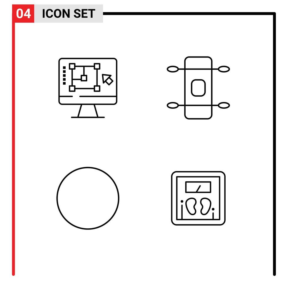 universell ikon symboler grupp av 4 modern fylld linje platt färger av dator signal förbättra skateboard diet redigerbar vektor design element
