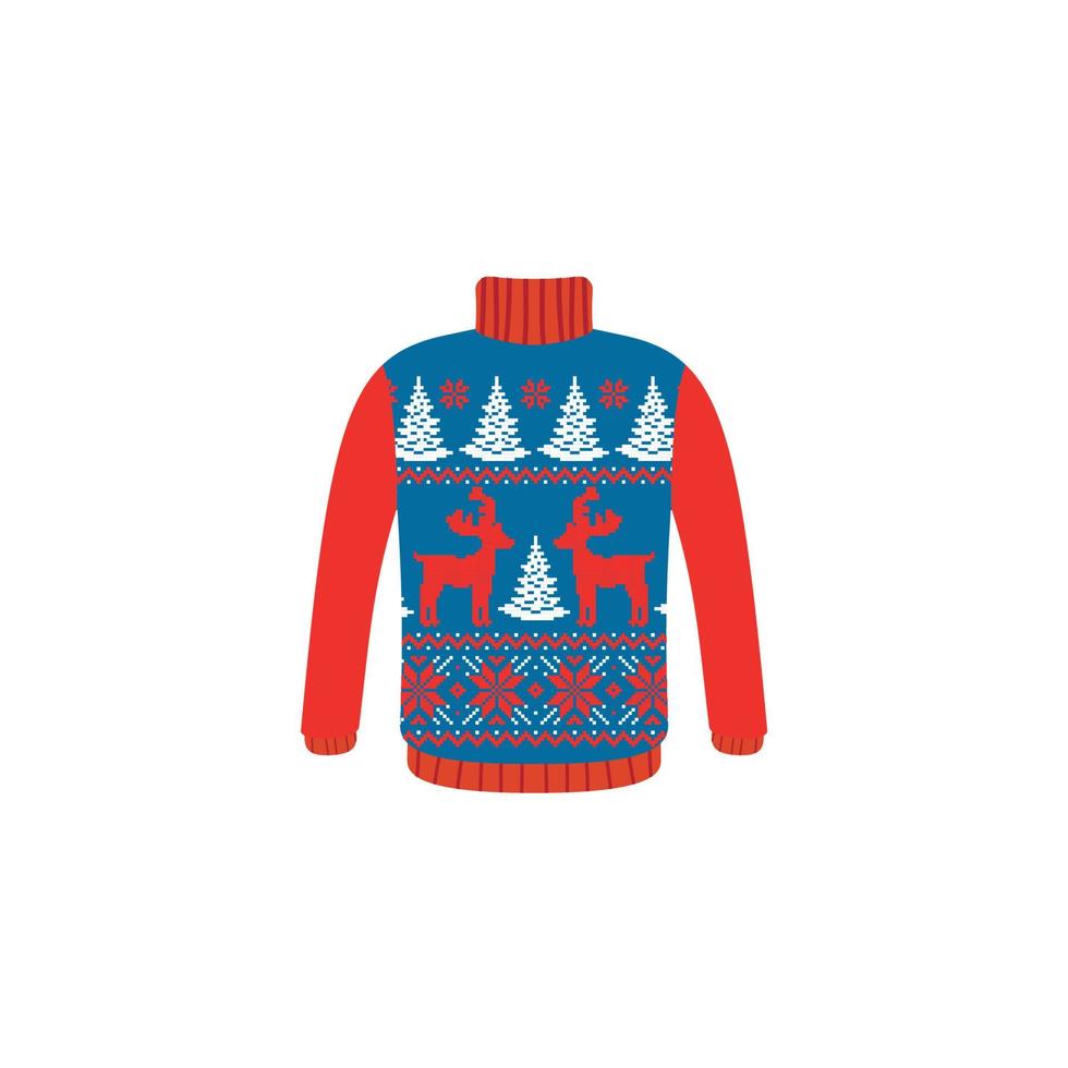 Vektor hässliche Pullover für Weihnachtsfeier. Strickpullover mit Wintermustern insb