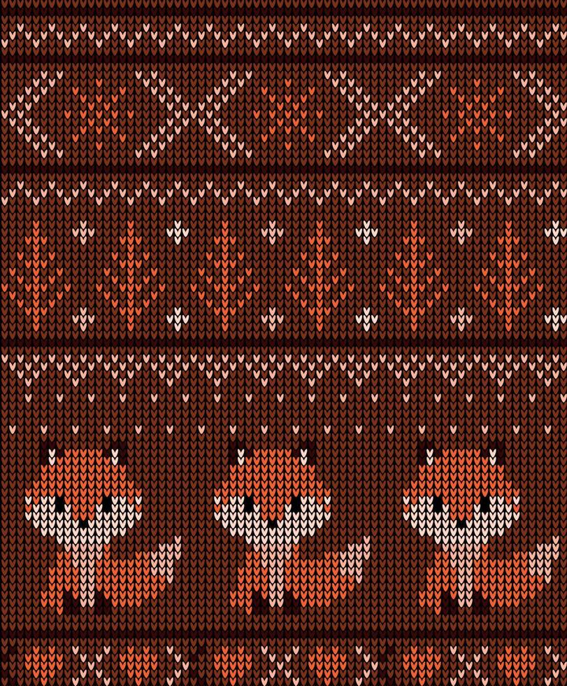 Neujahrs-Weihnachtsmuster gestrickt mit Füchsen-Vektor-Illustration-Eps vektor