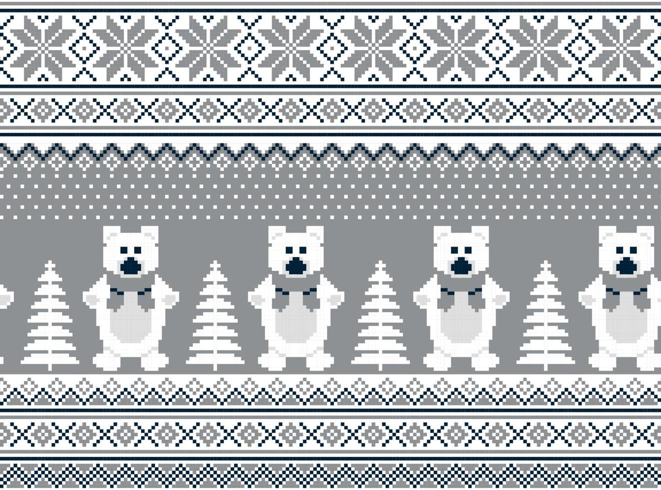 weihnachtsmusterpixel des neuen jahres in der bärenvektorillustration vektor