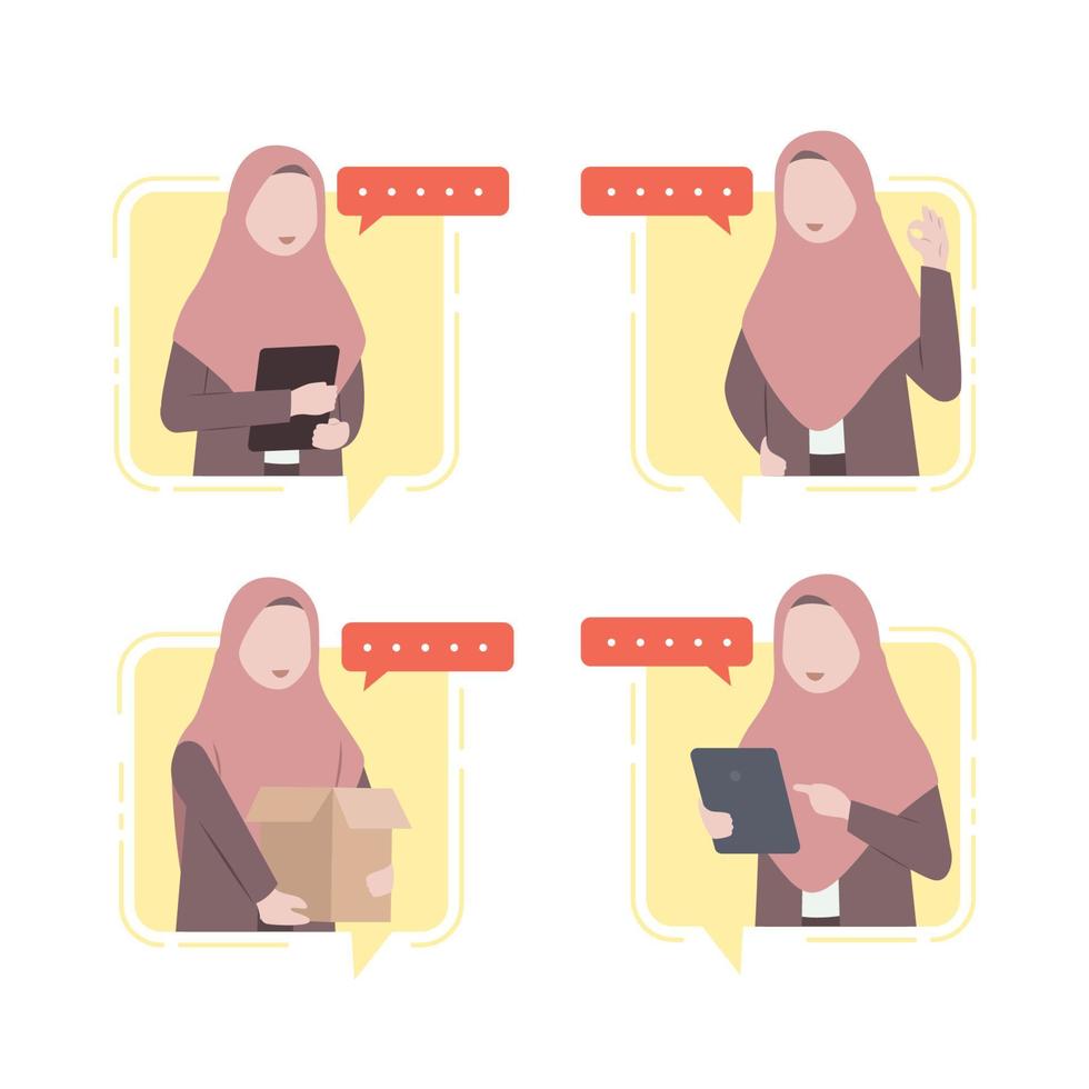 Frauen-Hijab, der in einer Sprechblase spricht vektor
