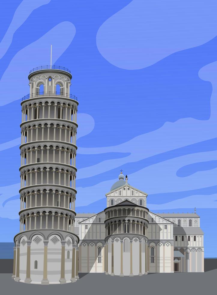 der Schiefe Turm von Pisa. Vektor. vektor