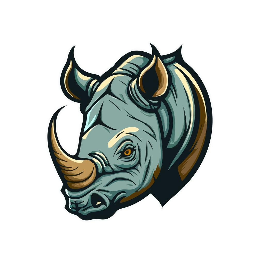 Nashornkopf-Logo-Maskottchen-Charakter. Nashorn Wildtier Zoo Cartoon-Symbol vektor