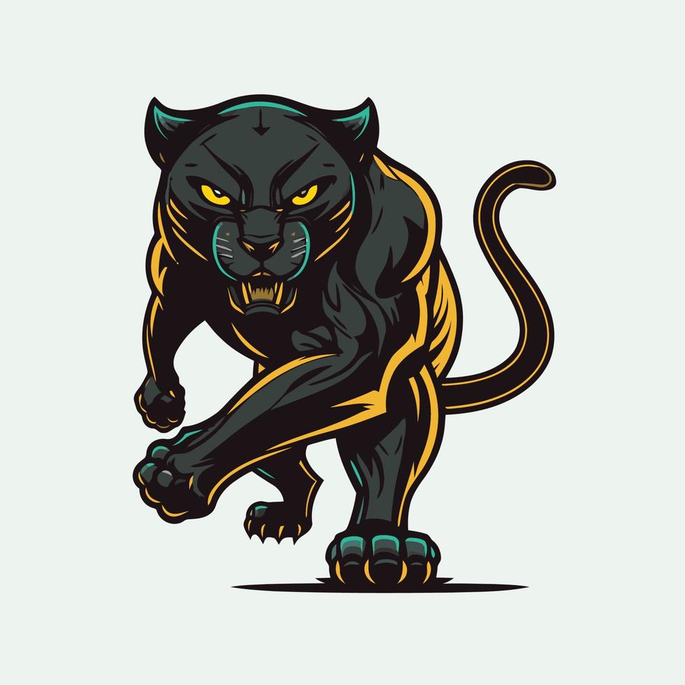 schwarzer panther jaguar gesicht logo maskottchen symbol wildtier charakter vektor logo