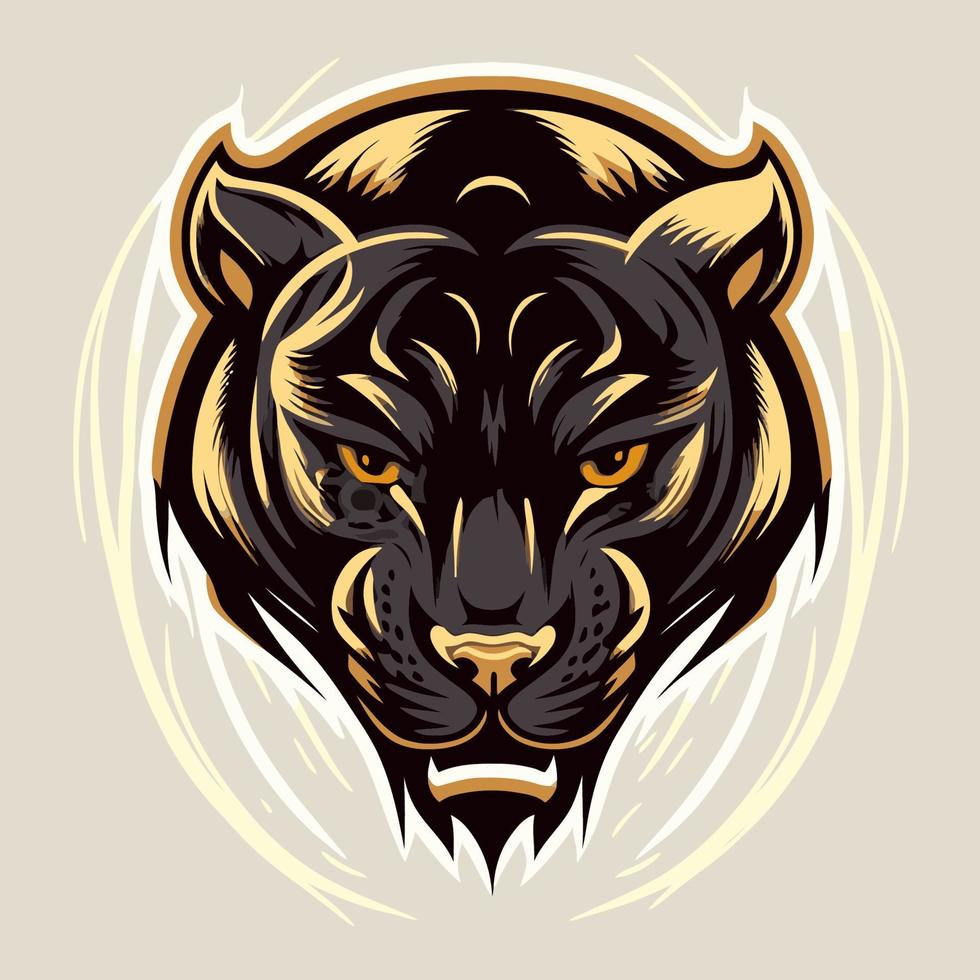 schwarzer panther jaguar gesicht logo maskottchen symbol wildtier charakter vektor logo