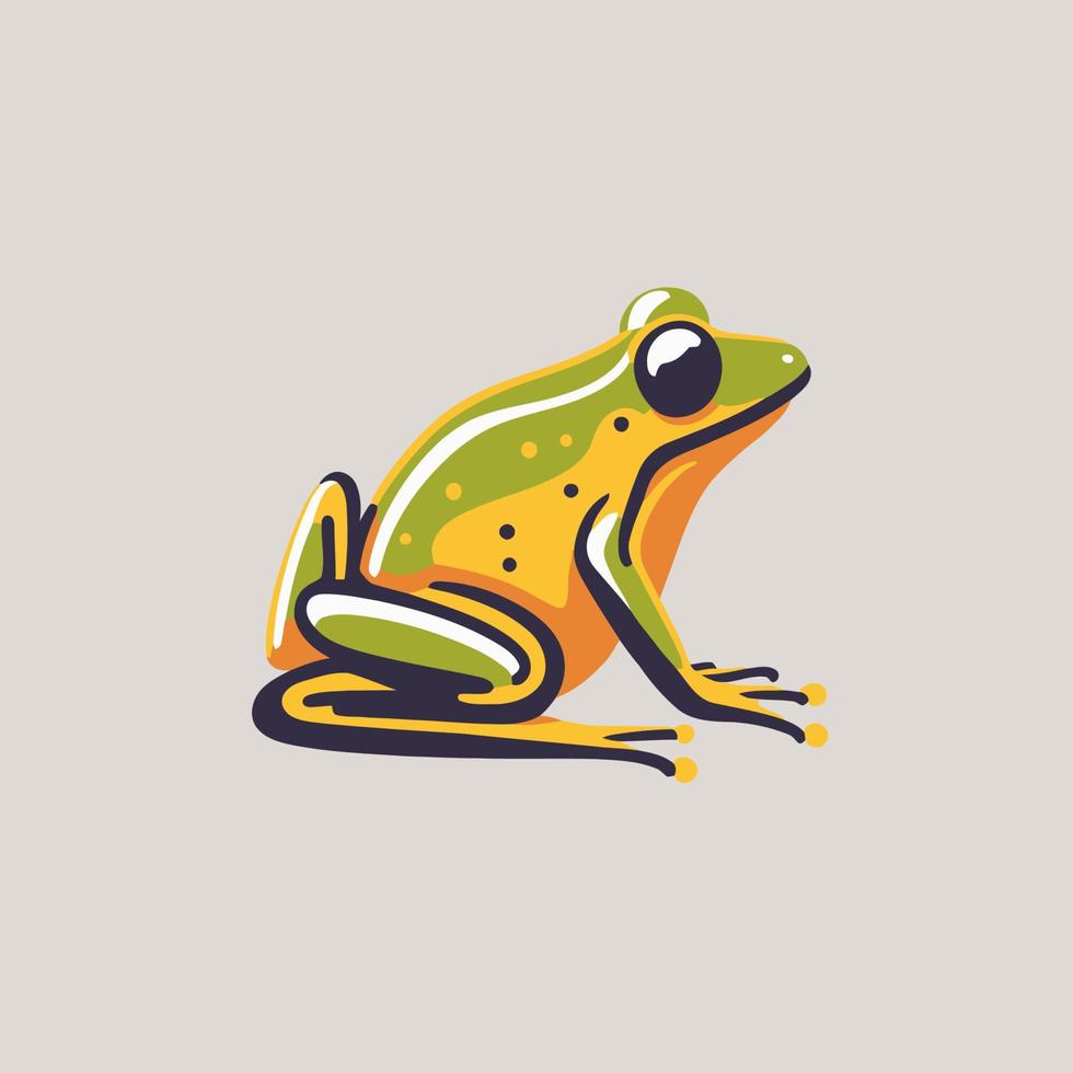 grüner Frosch Charakter Logo Maskottchen Design im Cartoon für Business Branding vektor