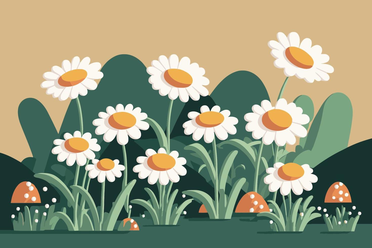 vit kamomill blommor natur bakgrund illustration vektor