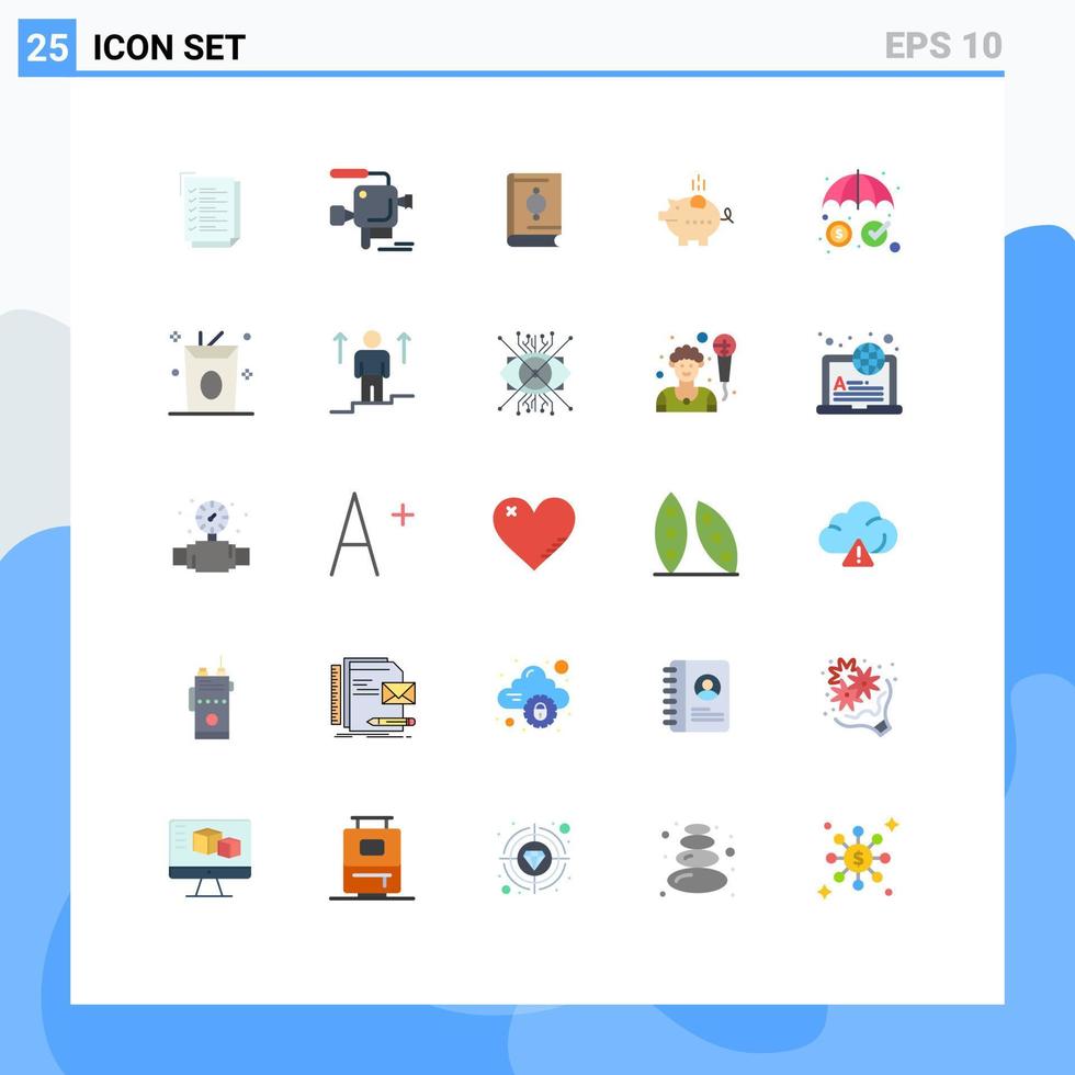 grupp av 25 platt färger tecken och symboler för försäkring säker islam nasse spargris redigerbar vektor design element