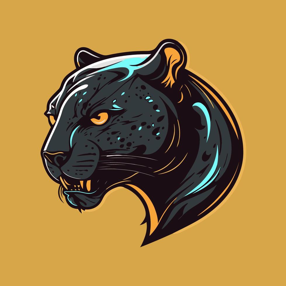 schwarzer panther jaguar gesicht logo maskottchen symbol wildtier charakter vektor logo