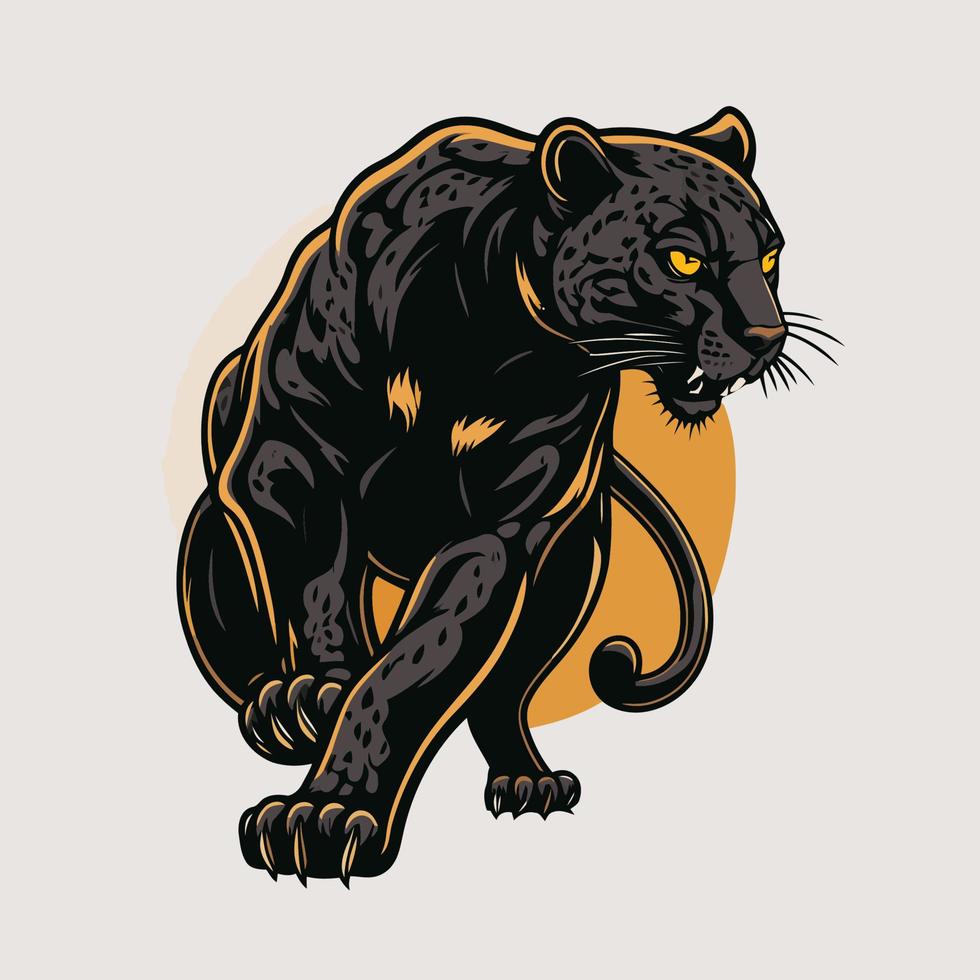 schwarzer panther jaguar gesicht logo maskottchen symbol wildtier charakter vektor logo