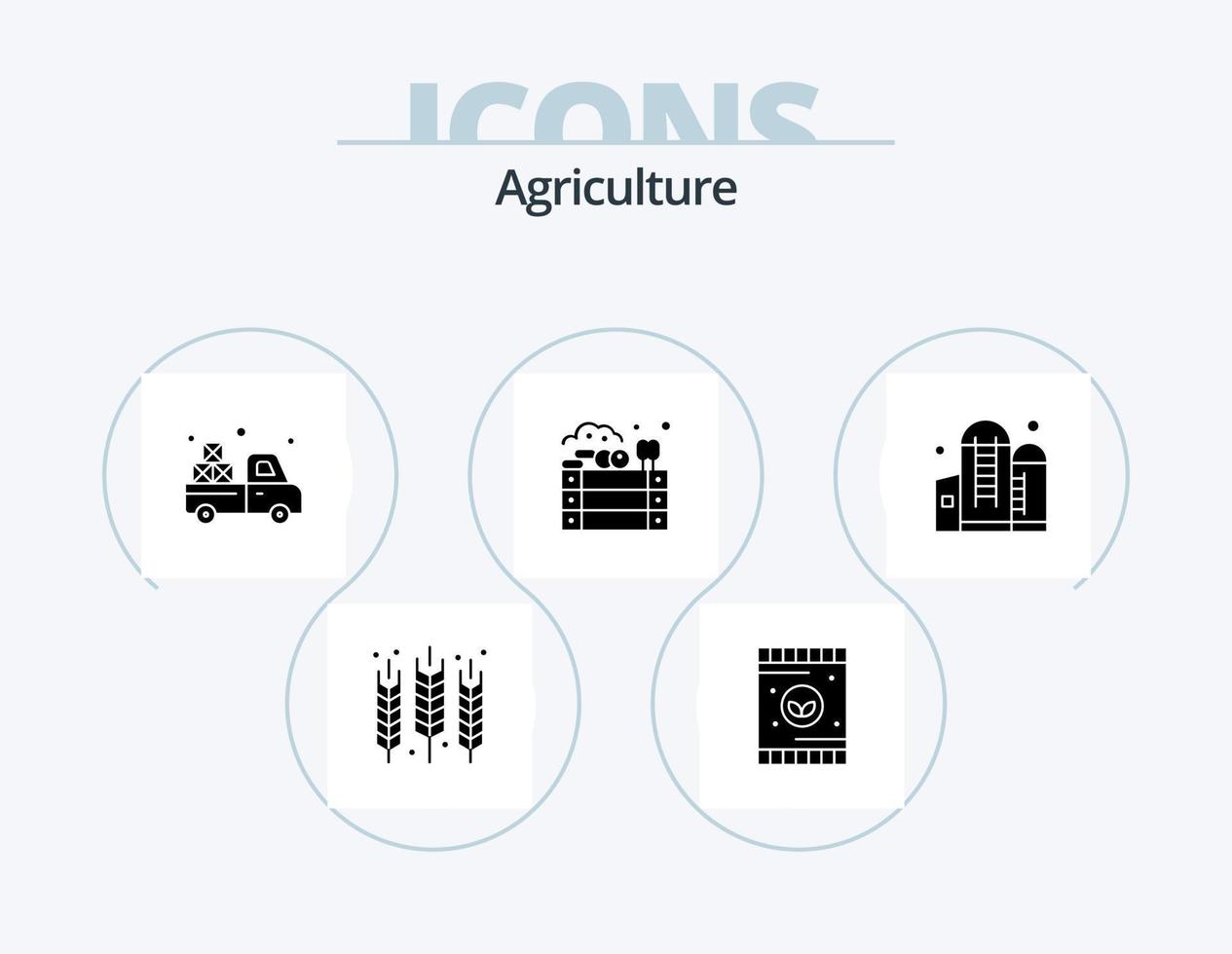 Landwirtschaft Glyphen-Icon-Pack 5 Icon-Design. Landwirtschaft. Bauernhof. Boden. Äpfel. Landwirtschaft vektor