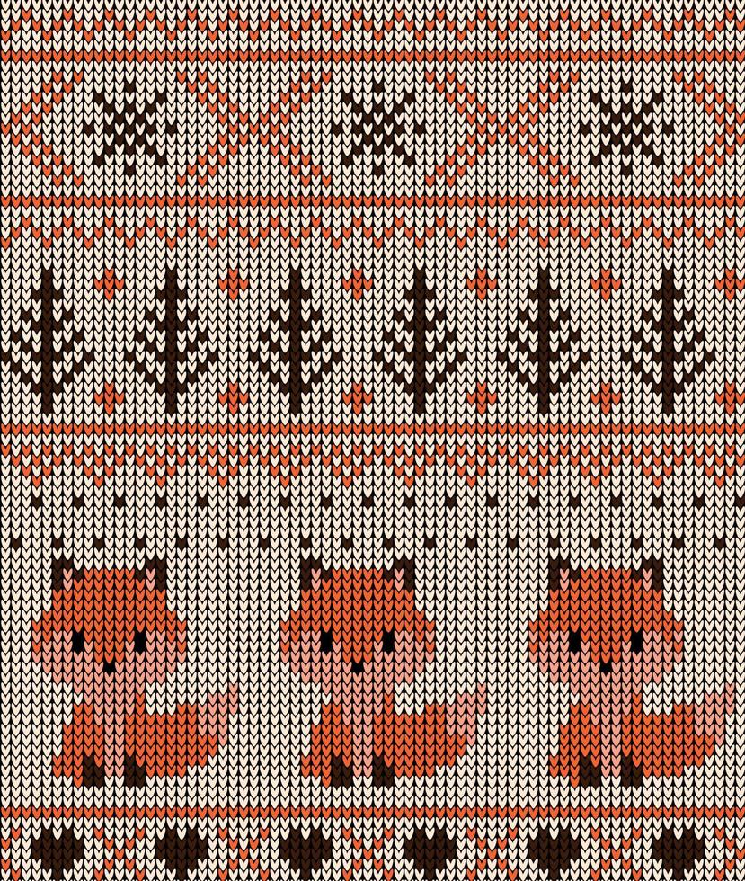 stickat jul och ny år mönster i räv. ull stickning Tröja design. tapet omslag papper textil- skriva ut. eps 10 vektor
