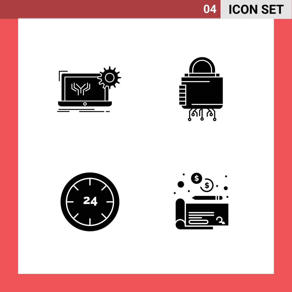 4 användare gränssnitt fast glyf packa av modern tecken och symboler av plan säkra teknik cyber handel redigerbar vektor design element